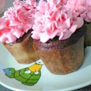ピンクのカップケーキ